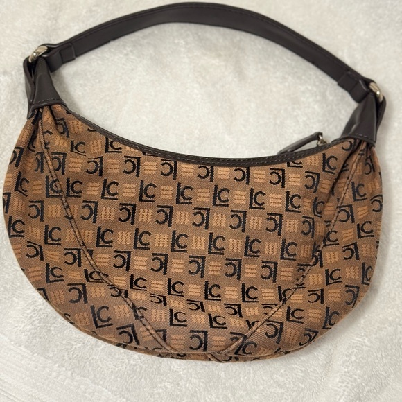 Liz Claiborne small hobo purse Vintage LC logo print - Picture 1 of 7